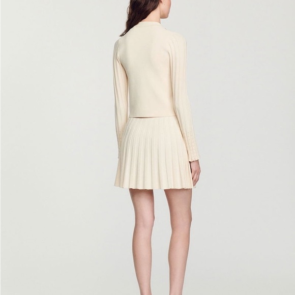 Sandro Women's Aura Knit Eyelet Cardigan - Ecru - Picture 3 of 9